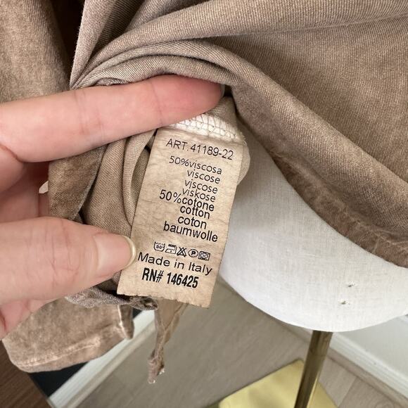 Tina Stephens Shirt Women Top Brown Sequin Star - Picture 6 of 7